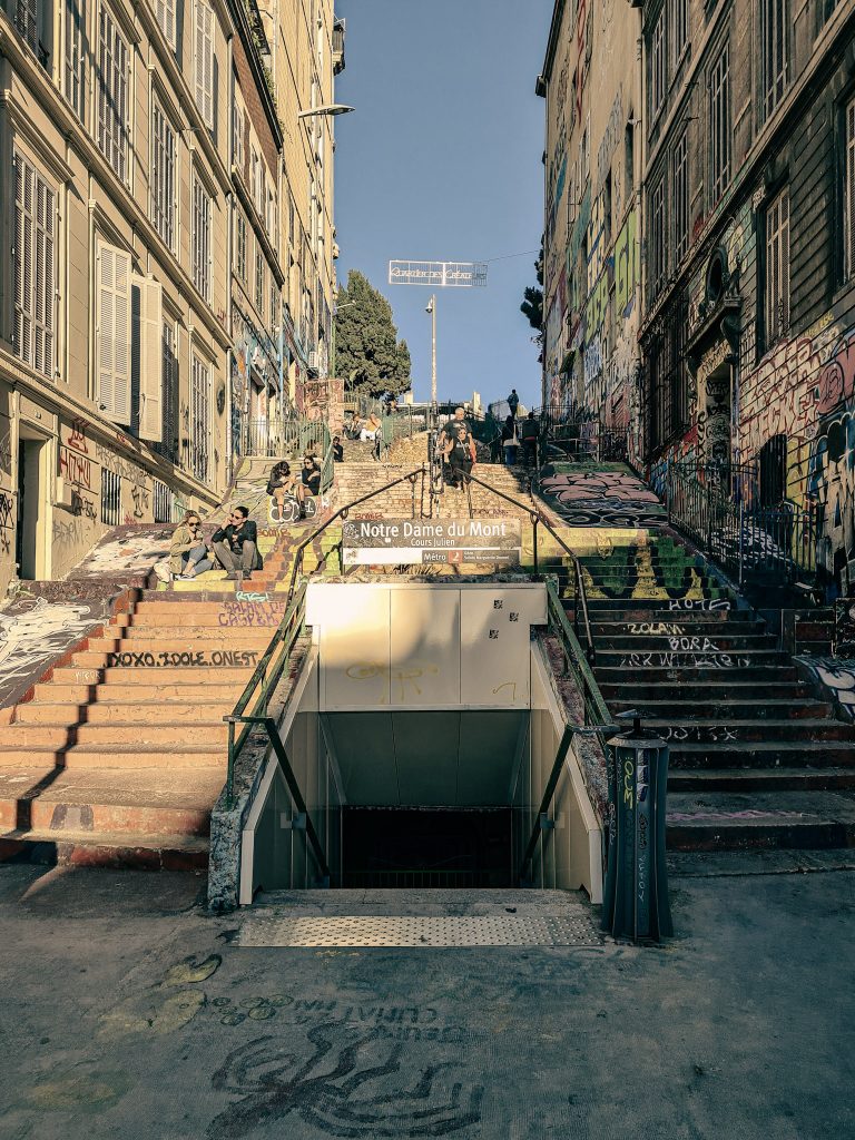 station notre dame du mont et escalier cours lieutard a marseille