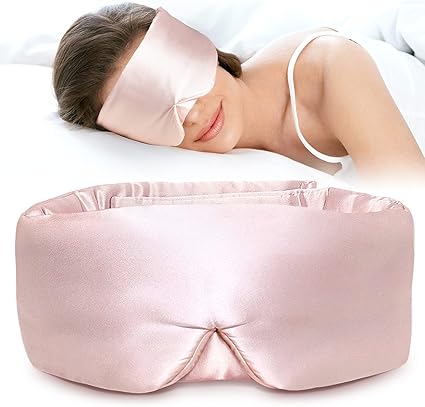 masque de sommeil en soie de murier rose