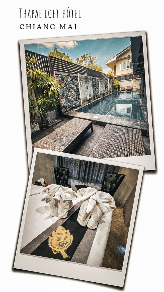 piscine et chambre du thapae loft hotel de chiang mai
