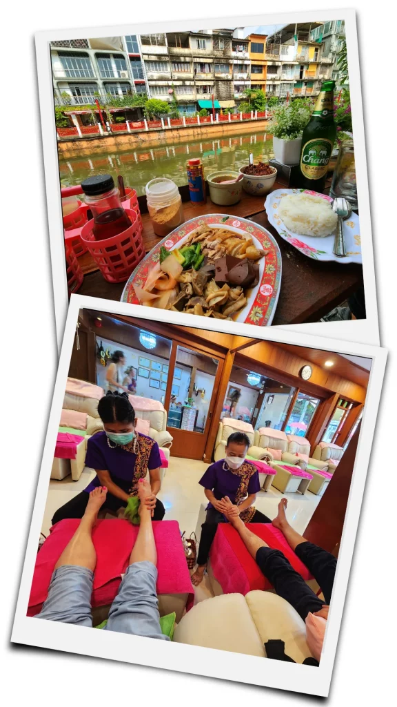 massage des pieds et repas local a bangkok en thailande