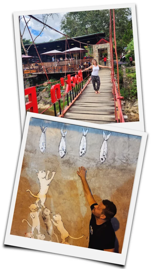 pele mele photo chiang mai thailande femme sur un pont et homme devant du street art