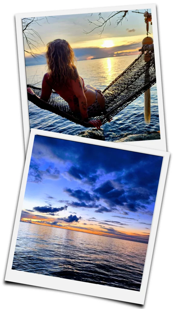 sunset et femme sur un transat a koh phangan
