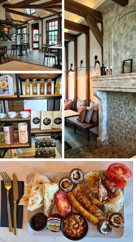 interieur restaurant lagom cheminée et assiette salée