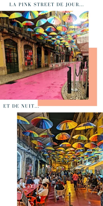 la pink street de lisbonne deserte au petit matin vs animée la nuit