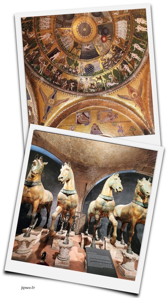 coupole et chevaux a l'interieur de la basilique saint marc venise