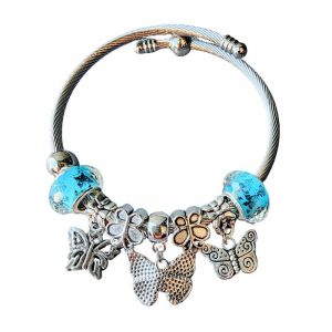 Bracelet papillon bleu et argent jipsee
