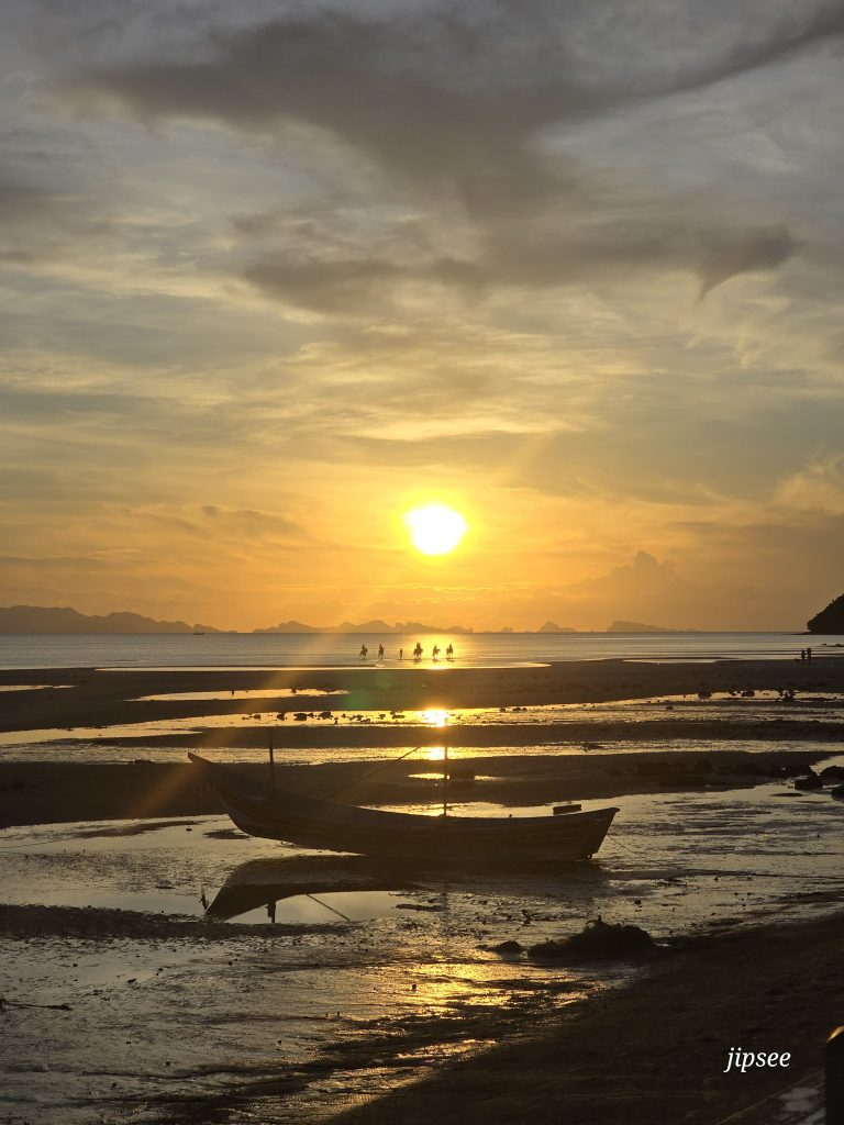 sunset avec cheveaux et cavaliers sur la plage de laem yai a koh samui