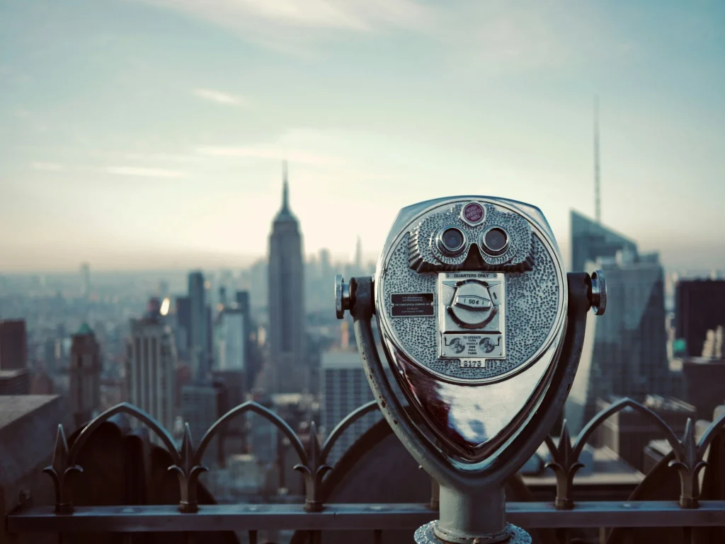 jumelle du sommet du roof top top of the rock vue sur l'empire state building