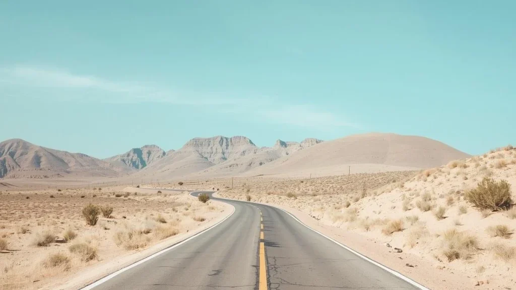 longue route dans le desert