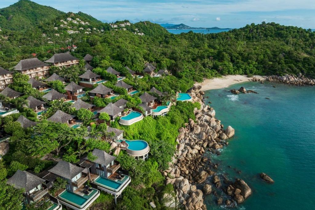 villa avec piscine hotel de luxe a koh samui vue du ciel