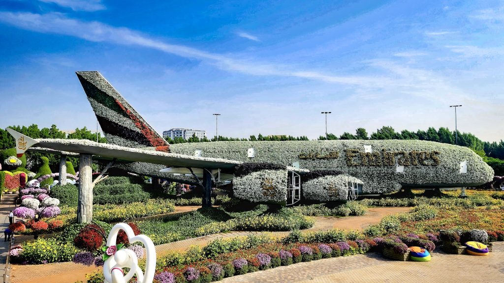 airbus a 380 emirates fleuri piece star du dubai miracle garden