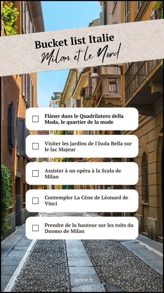 bucket list italie milan et le nord