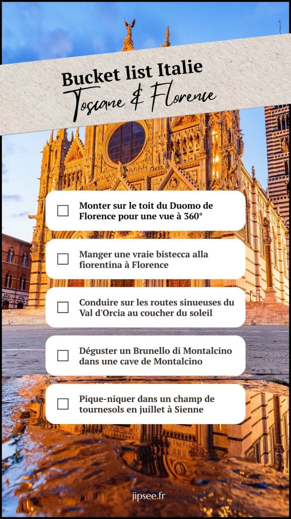 bucket list italie la toscane et florence