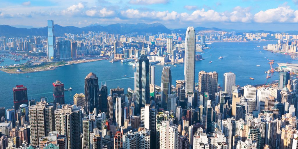 skyline de hong kong vue d'en haut du point de vue victoria peaks
