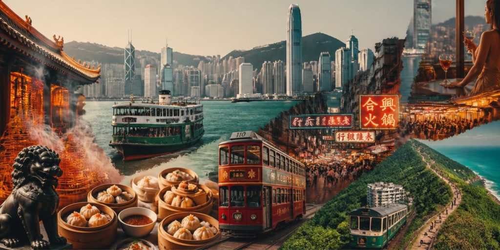 pele mele d'ambiance d'hong kong moderne et raditionnel