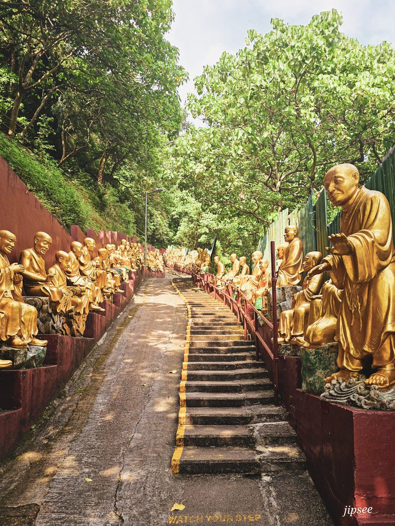montee a travers les bouddhas dores au monastere des 10000 bouddhas de hong kong